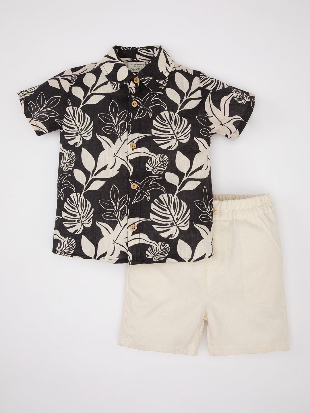 

DeFacto Boys Printed Pure Cotton Shirt with Shorts, Black