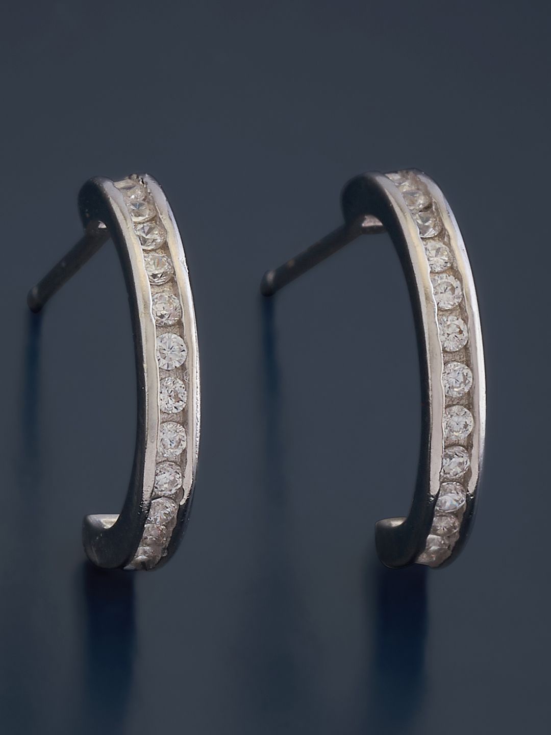 

Kushal's Fashion Jewellery Sterling Silver CZ Rhodium-Plated Half Hoop Earrings