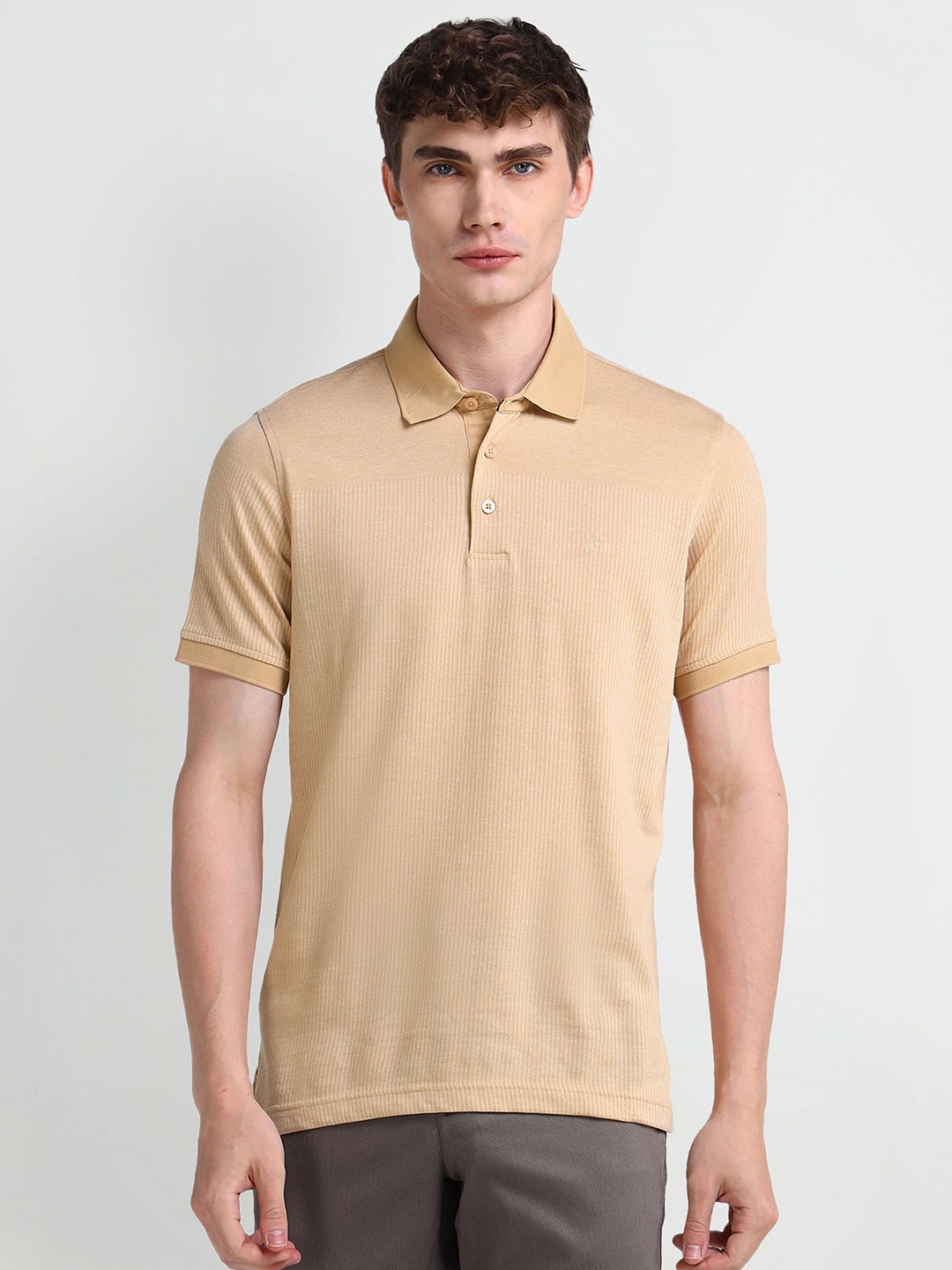 

Arrow Men Solid Polo Collar Cotton T-shirt, Beige