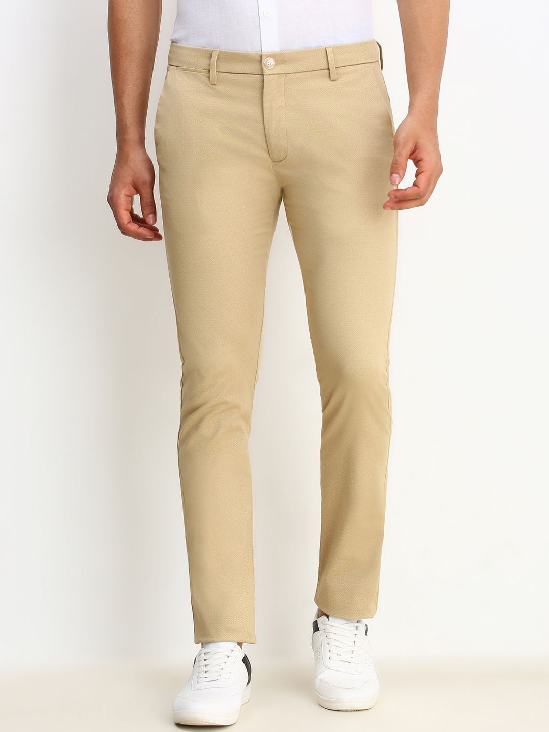 

Allen Solly Men Printed Slim Fit Trousers, Beige