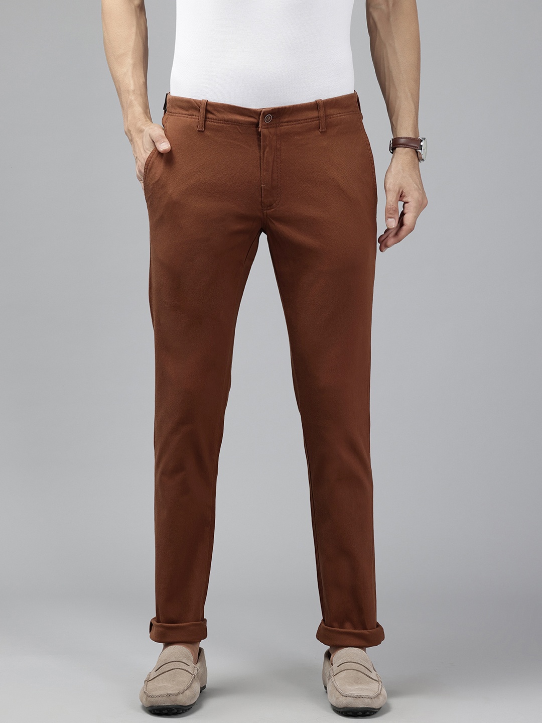 

Blackberrys Men Tapered Fit Trousers, Rust