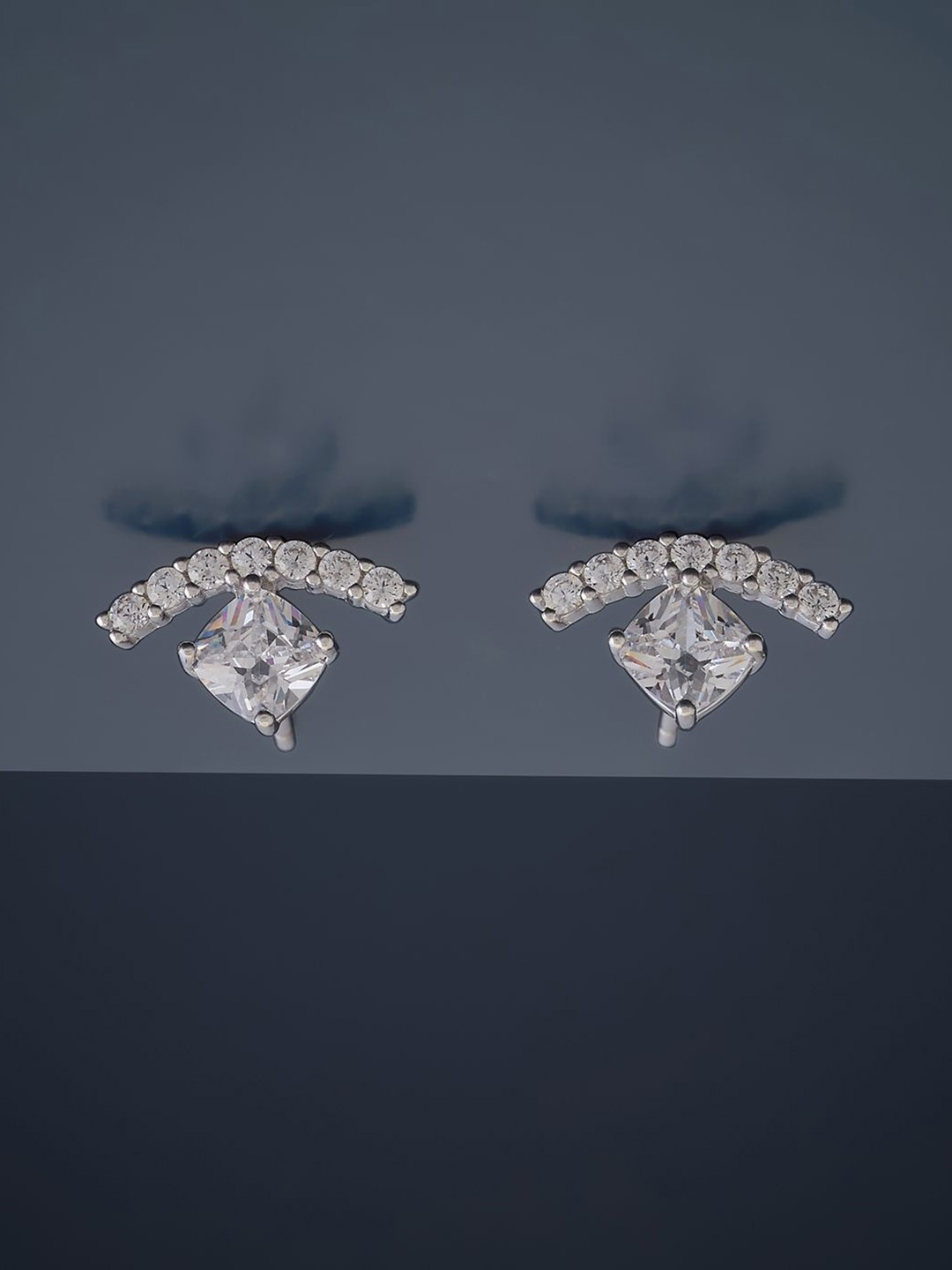 

Kushal's Fashion Jewellery 92.5 Pure Silver Classic Studs Earrings, White