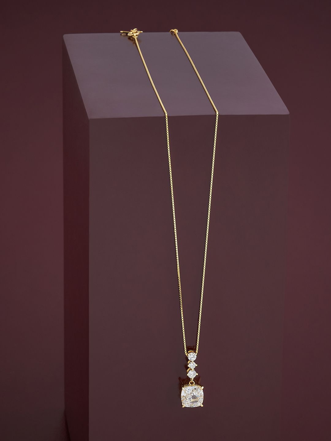 

Kushal's Fashion Jewellery 92.5 Pure Silver Gold-Plated Cubic Zirconia Studded Chain