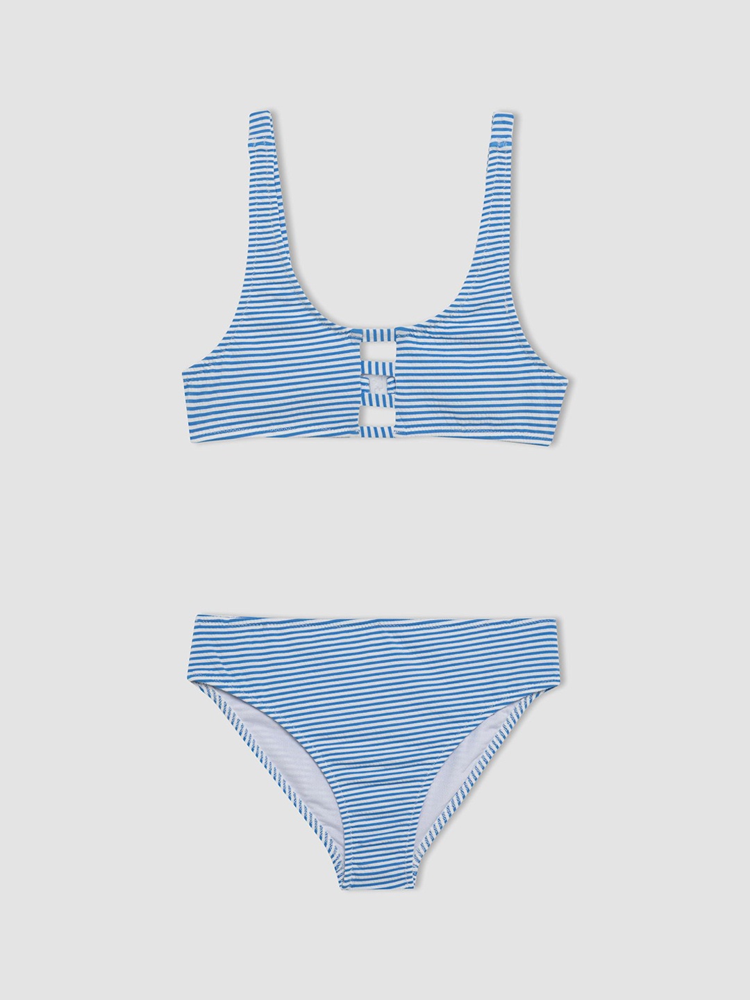 

DeFacto Girls Striped Two Piece Swim Set, Blue