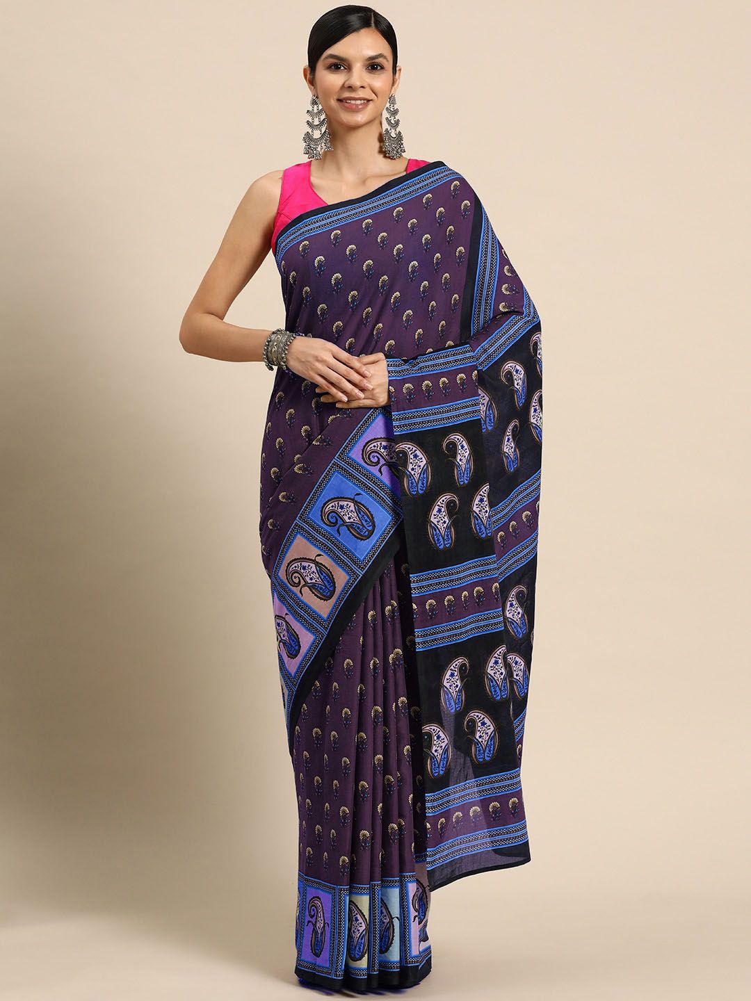 

BUTA BUTI Paisley Cotton Saree, Blue
