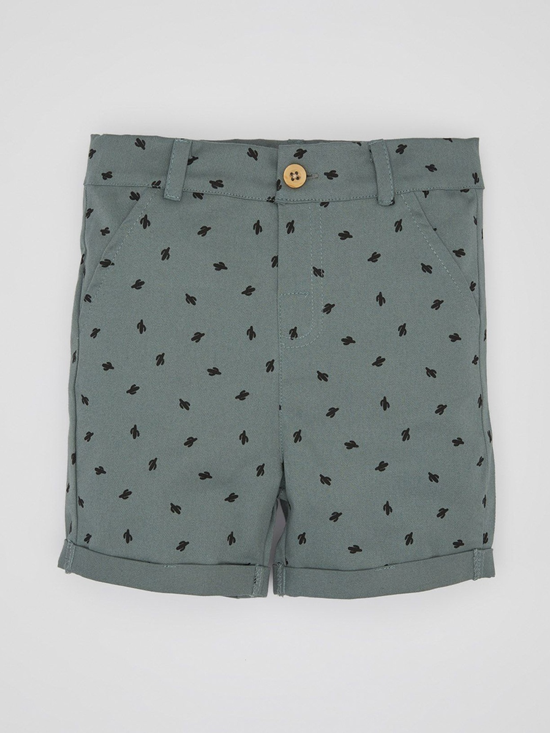 

DeFacto Boys Mid-Rise Printed Shorts, Green