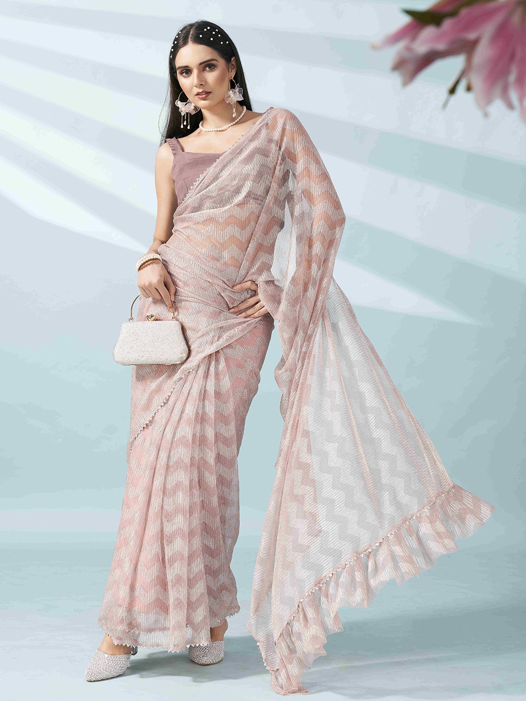 

Tikhi Imli Embellished Saree, Peach