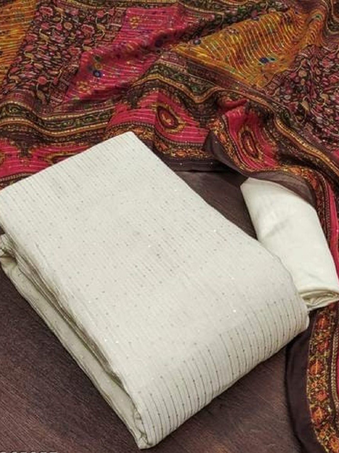 

APNISHA Embellished Unstitched Dress Material, Magenta