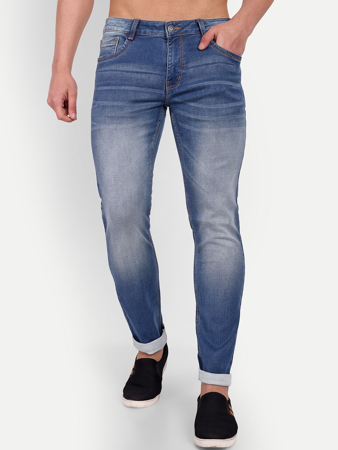 

MEGHZ Men Micheal Regular Fit Light Fade Stretchable Jeans, Blue