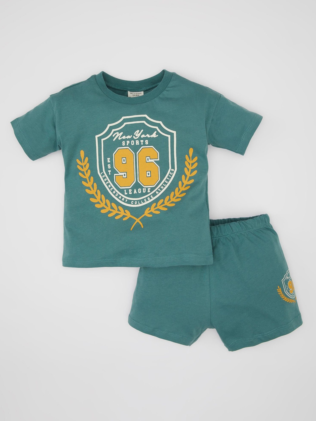 

DeFacto Boys Printed Pure Cotton T-shirt With Short, Green
