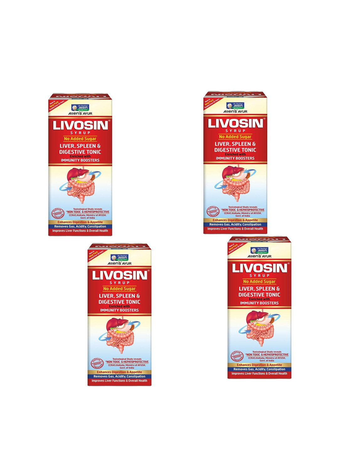 

ALLEN Set Of 4 Livosin Syrup - 250 ml Each, Brown