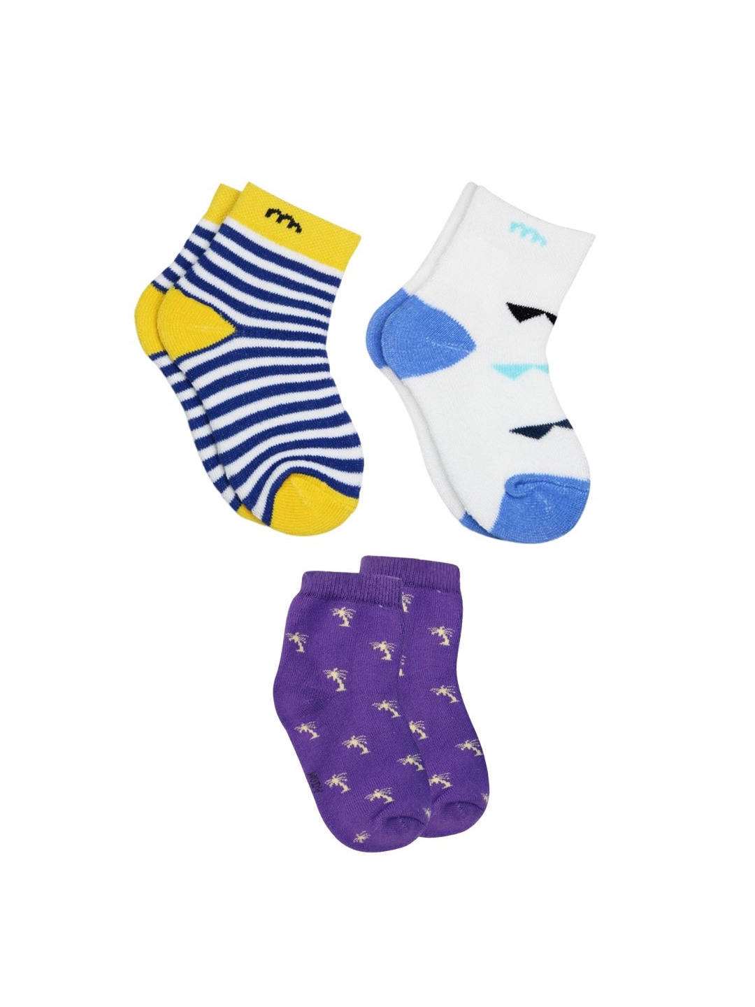 

BAESD Kids Pack Of 3 Patterned Cotton Ankle-Length Socks, Blue