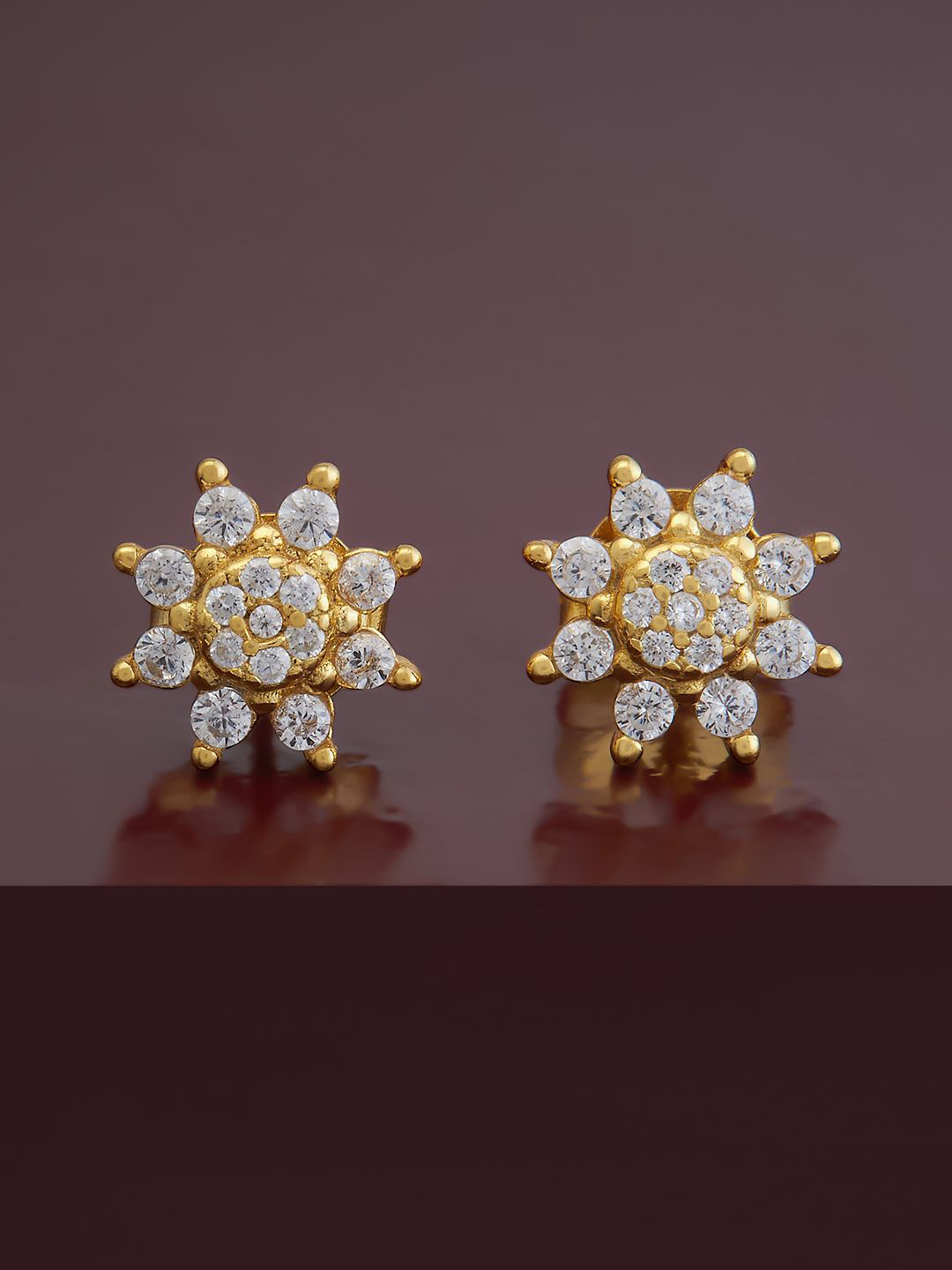 

Kushal's Fashion Jewellery 92.5 Pure Silver Gold Plated Cubic Zirconia Classic Studs, White