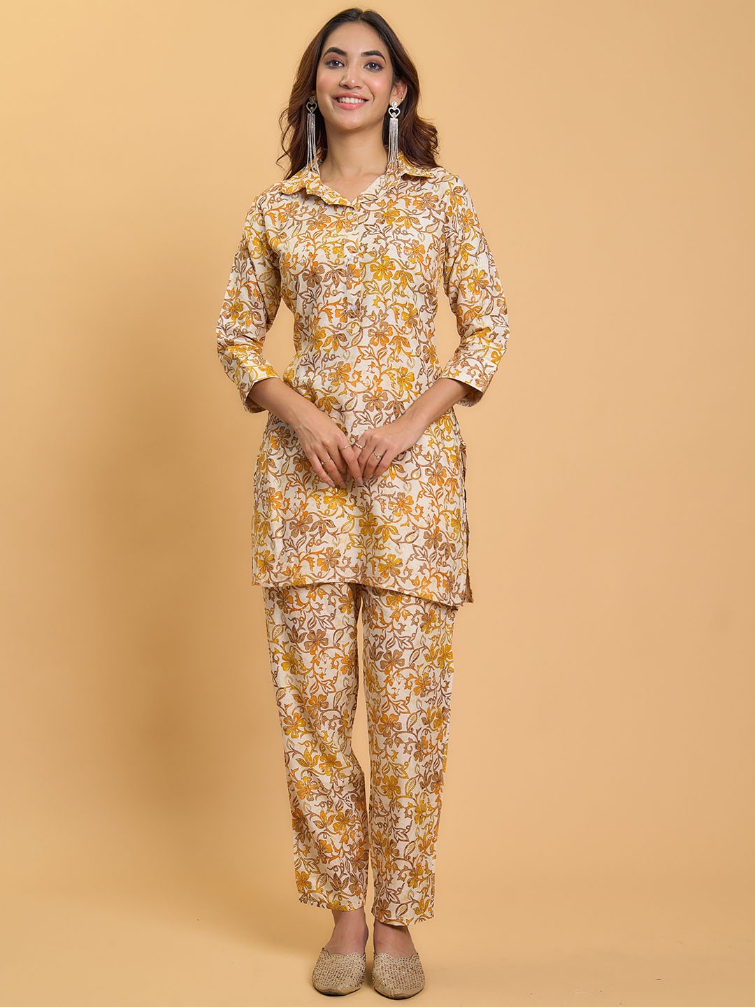

KALINI Printed Tunic With Trousers Co-Ords, Cream
