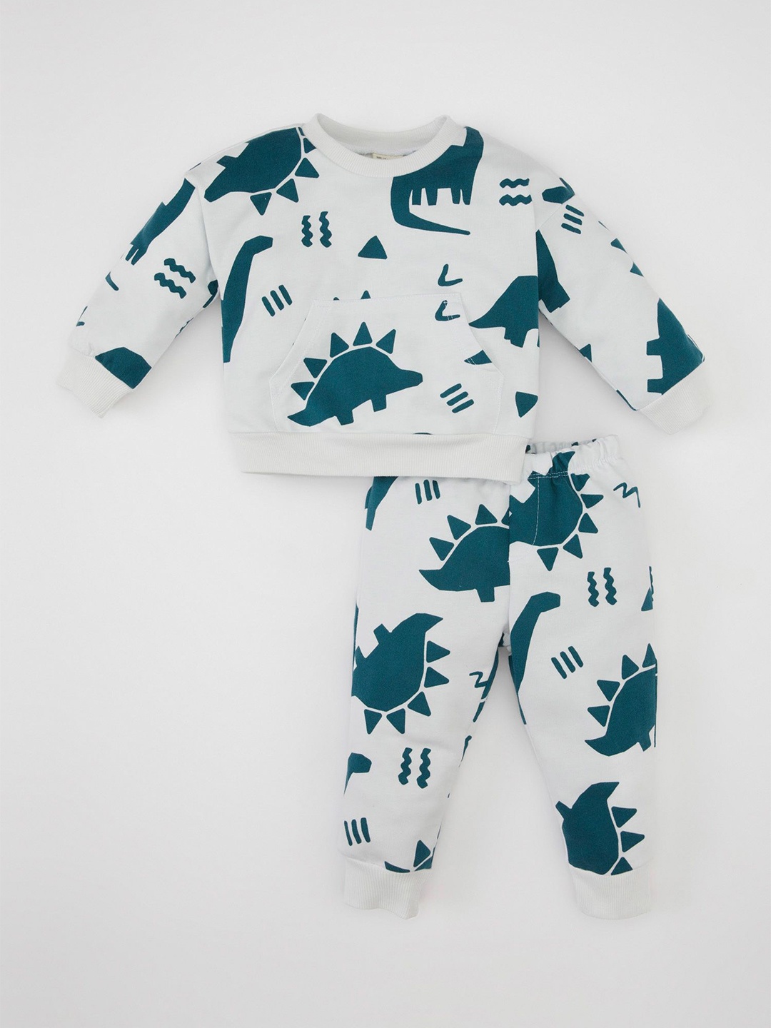 

DeFacto Infants Boys Graphic Printed Pure Cotton Sweatshirt With Joggers, Green