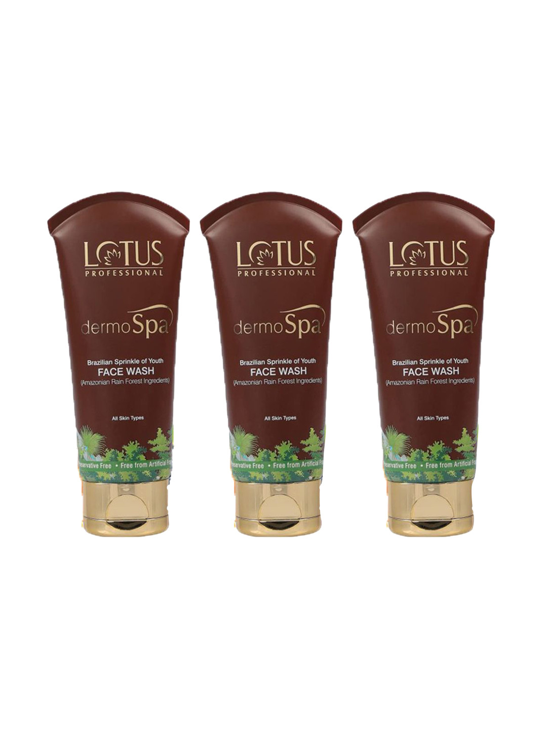 

Lotus Professional Set Of 3 DermoSpa Brazilian Sprinkle Of Youth Face Wash -80gm, Coffee brown