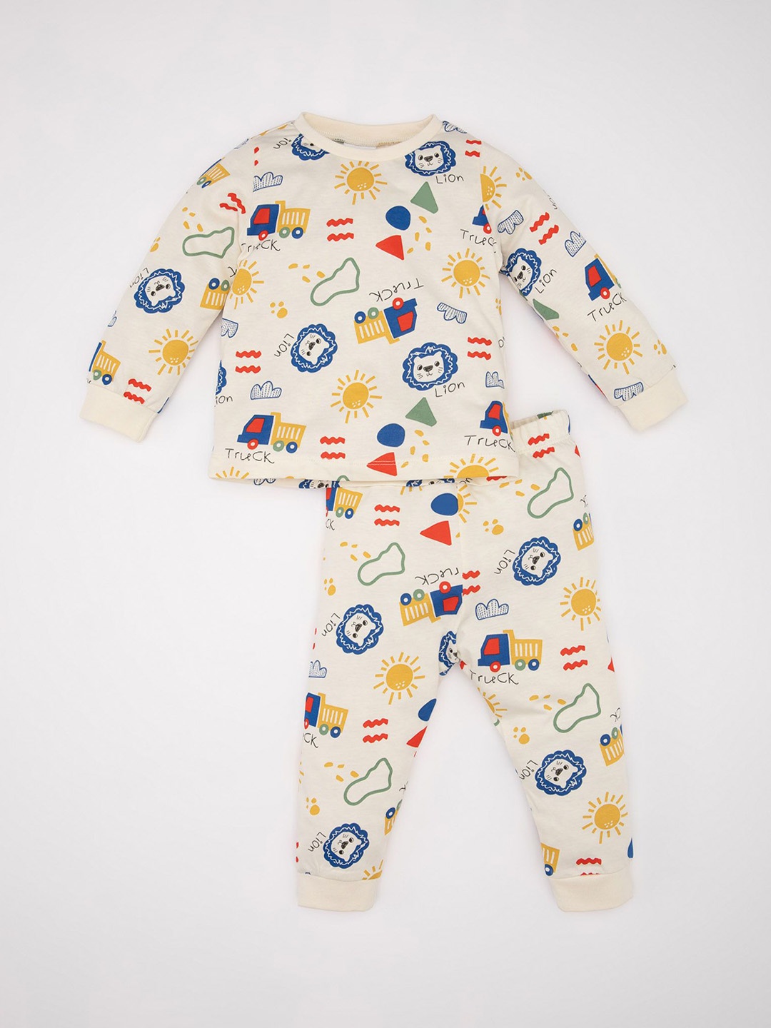

DeFacto Boys Printed Pure Cotton Night Suit, White
