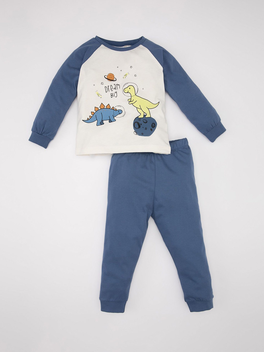

DeFacto Infant Boys Printed Pure Cotton T-Shirt With Trousers, Blue