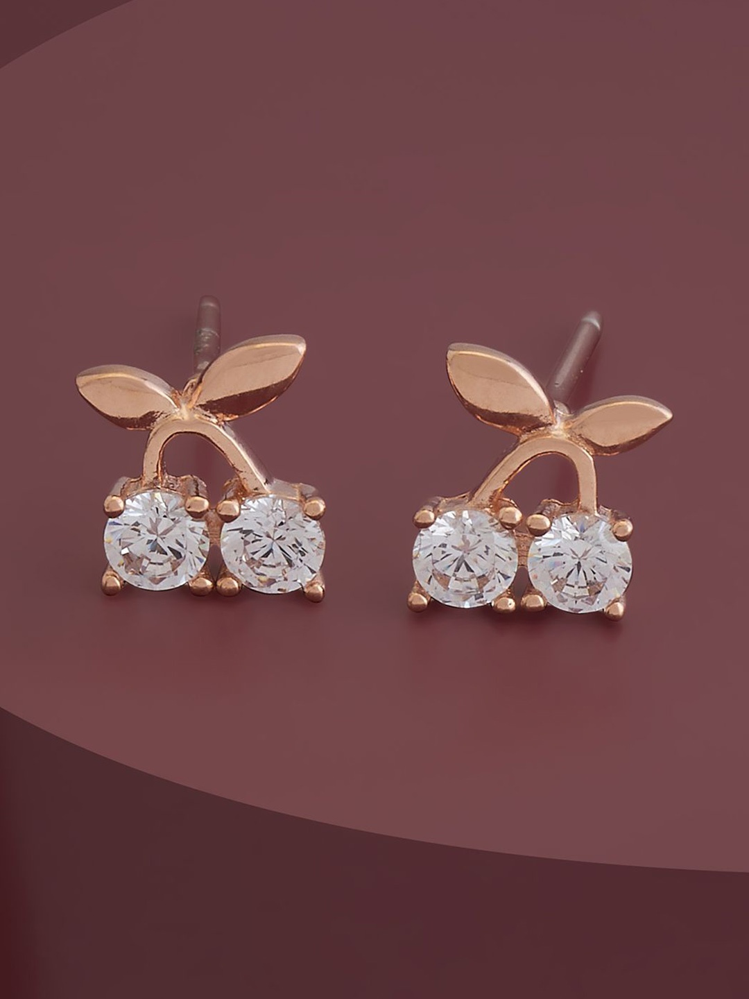 

Kushal's Fashion Jewellery 92.5 Pure Silver Rose Gold-Plated Classic Cubic Zirconia Studs, White