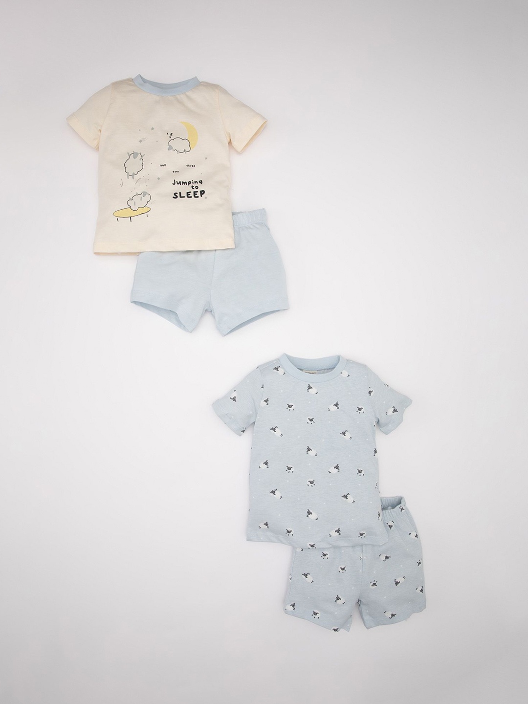 

DeFacto Boys Set of 2 Pure Cotton Graphic Printed Pure Cotton Night Suits, Blue