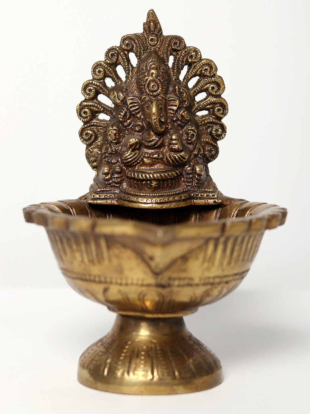 

Exotic India 6" Brass Lord Ganesha Lamp, Gold