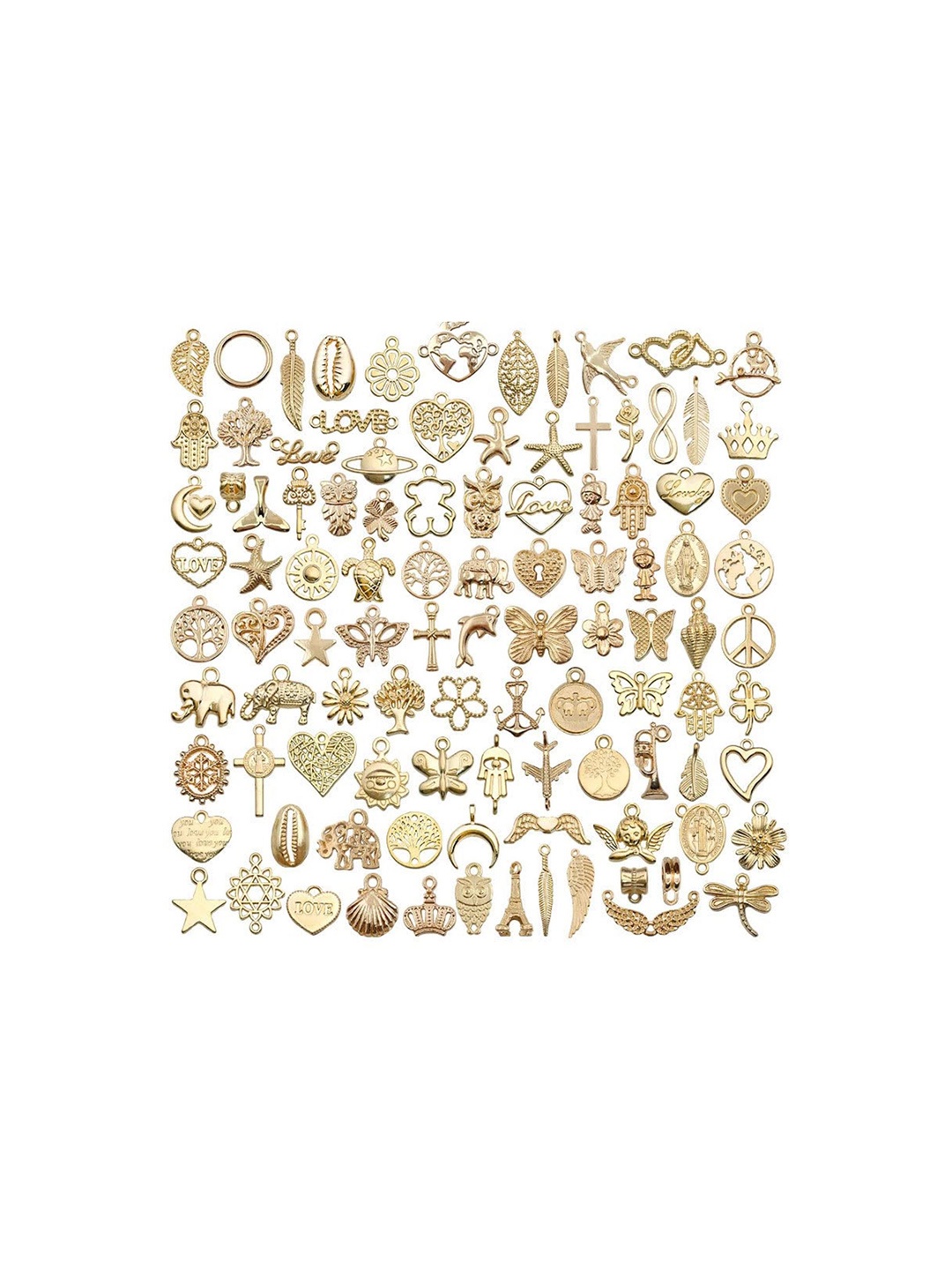 

SYGA Set Of 100 Gold Plated Pendant Charms For Necklaces