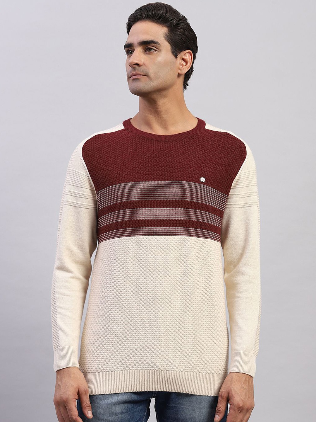 

Monte Carlo Men Self Design Pullover, Off white