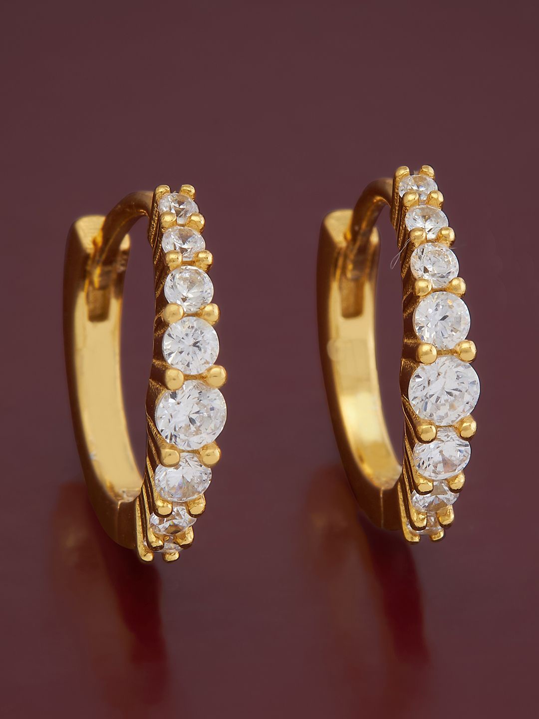 

Kushal's Fashion Jewellery Sterling Silver Cubic Zirconia Gold-Plated Hoop Earrings