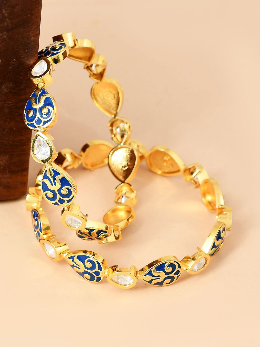 

Voylla Set Of 2 Gold-Plated Kundan-Studded Bangles