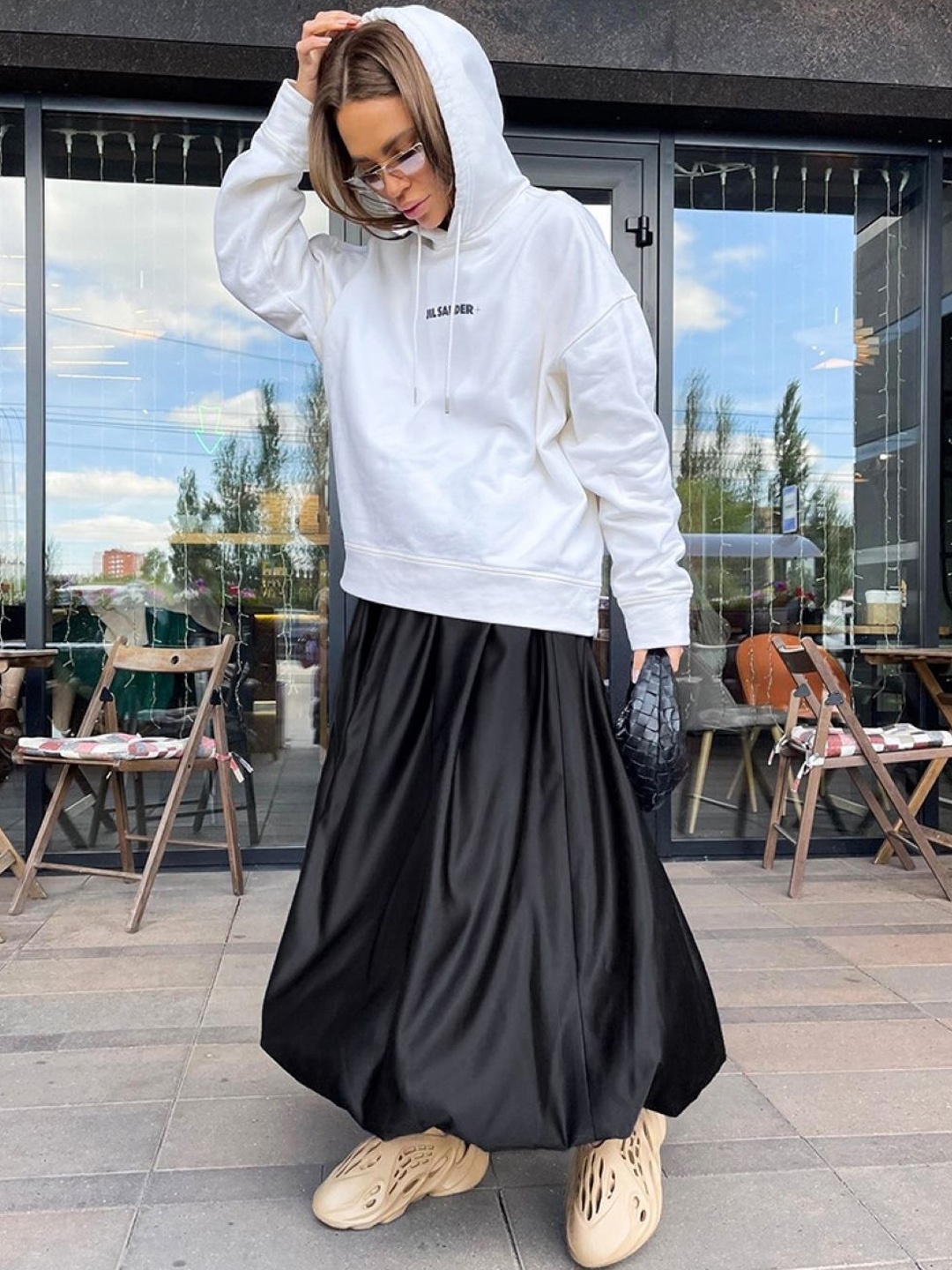 

KPOP Women Solid A-Line Maxi Skirt, Black