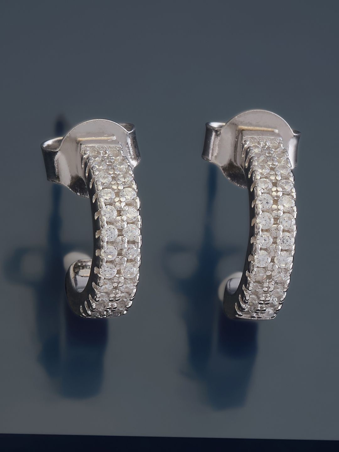 

Kushal's Fashion Jewellery Sterling Silver Cubic Zirconia Gold-Plated Half Hoop Earrings, White