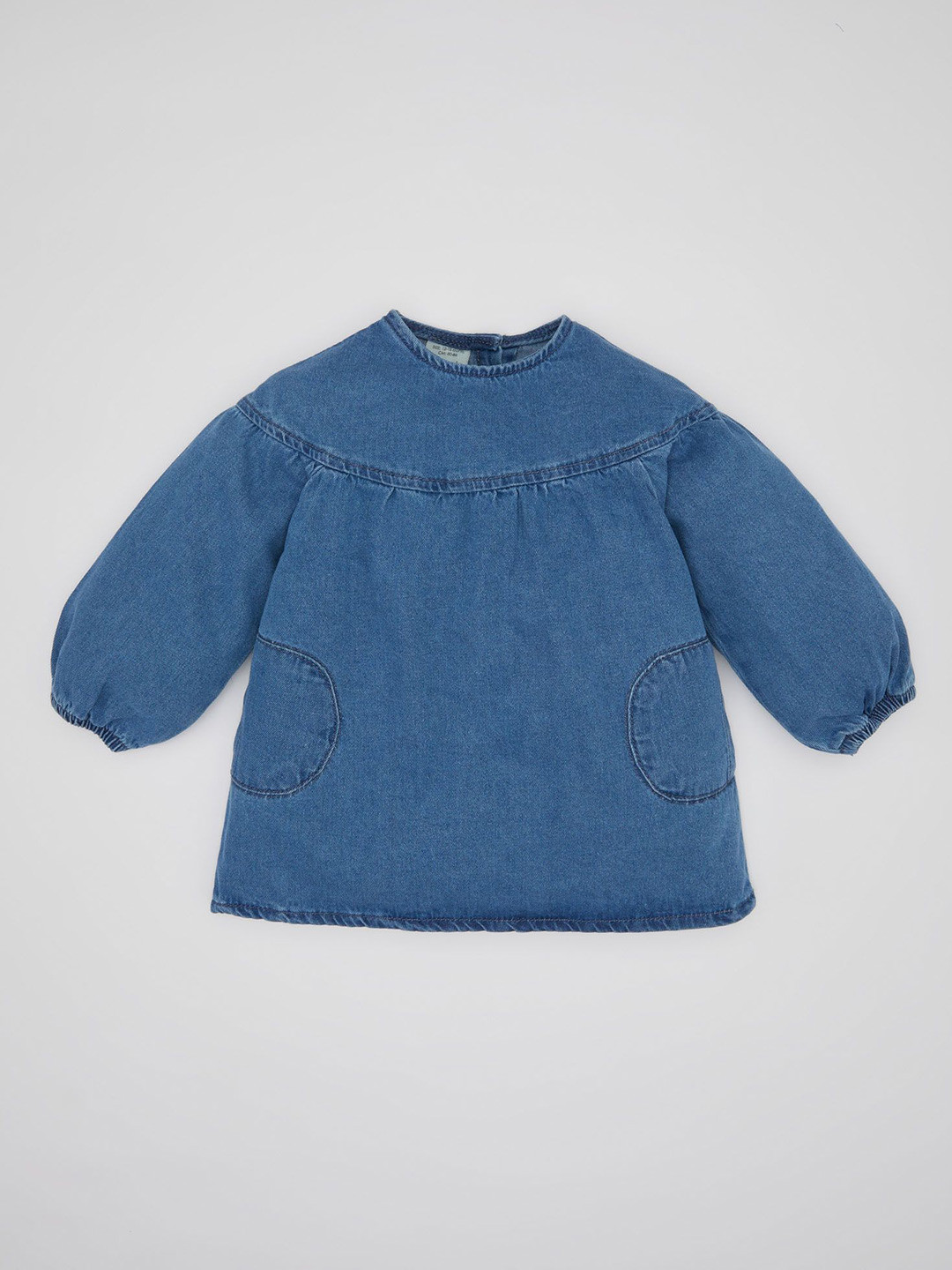 

DeFacto Kids-Girls Round Neck Above Knee A-Line Solid Dress, Blue