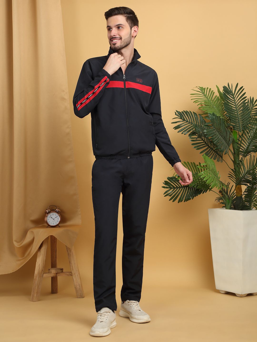 

Sweet Dreams Men Mock Collar Tracksuit, Navy blue