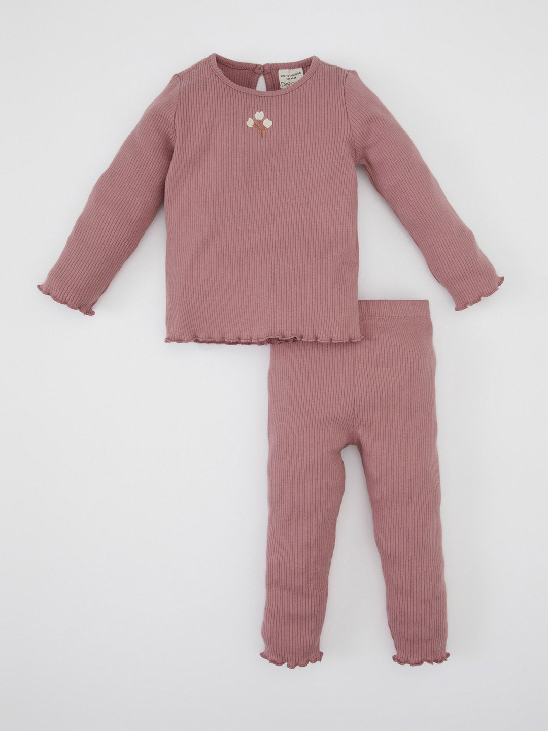 

DeFacto Girls Round Neck Top with Trousers, Pink