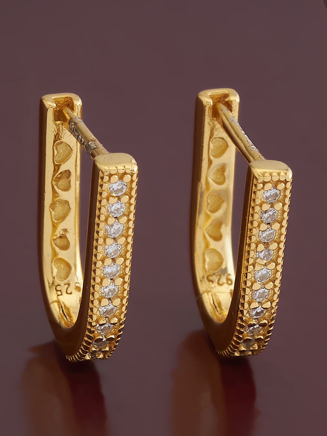 

Kushal's Fashion Jewellery 92.5 Sterling Silver Cubic Zirconia Gold-Plated Hoop Earrings, White