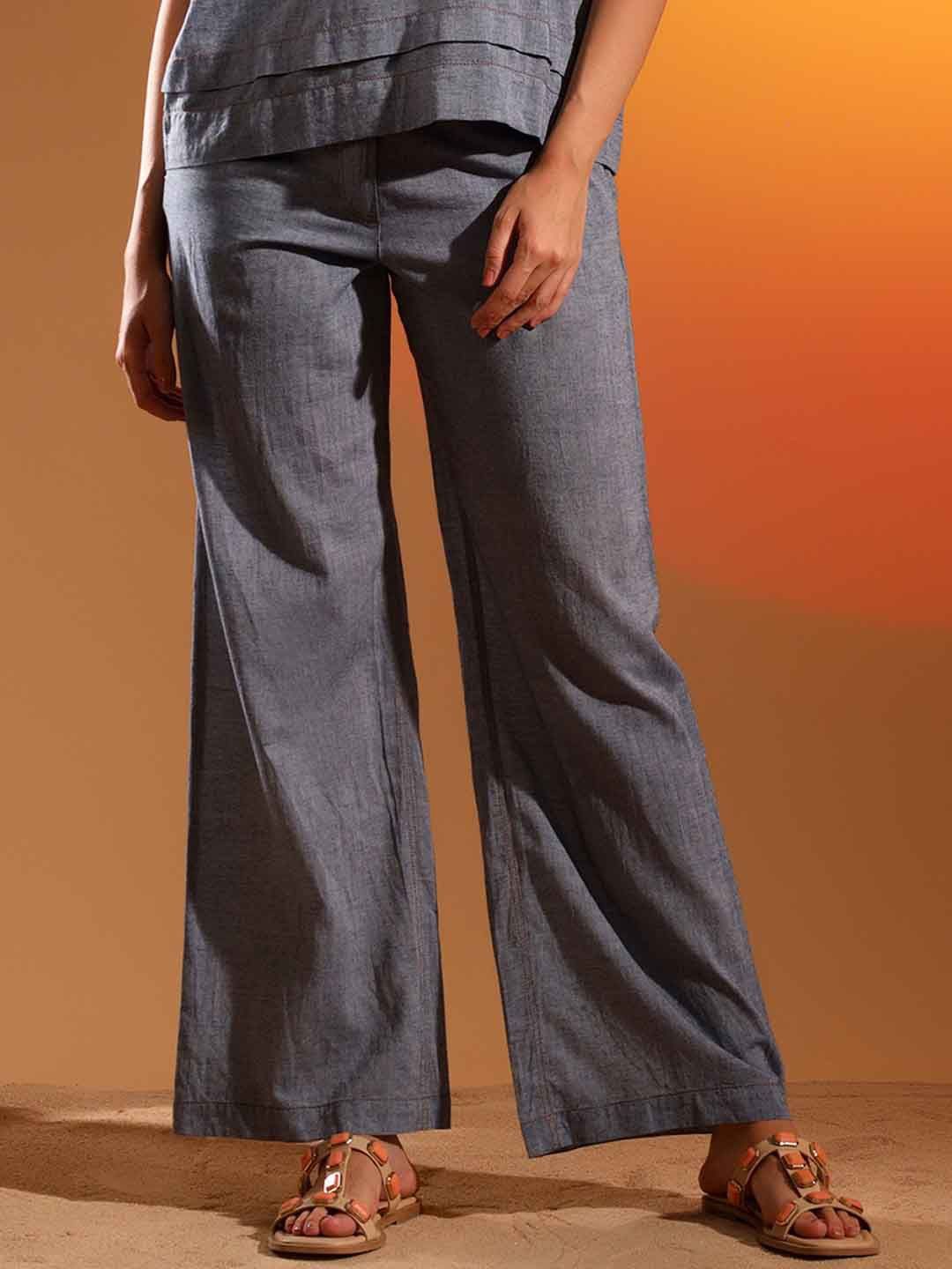 

Saint G Pure Cotton Straight Trouser SA/F/29/GREY-Grey