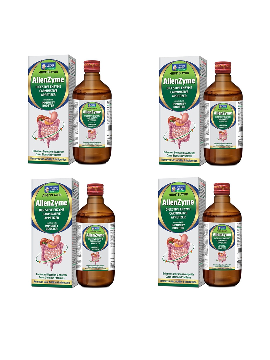 

ALLEN Set Of 4 Allenzyme Syrup-250 ml Each, Brown