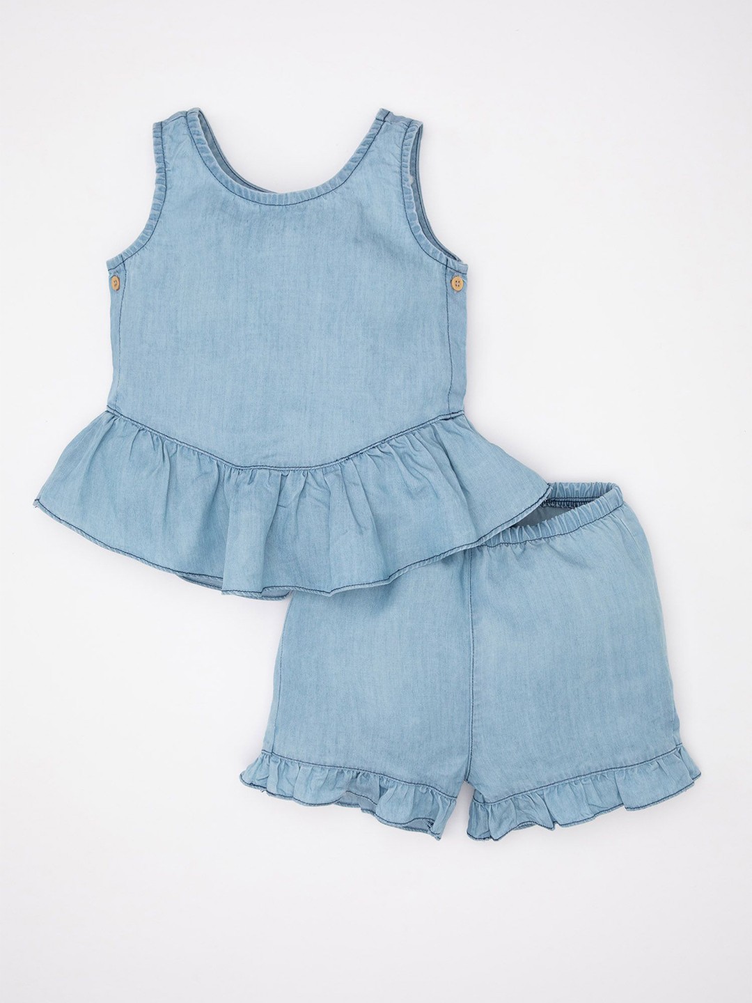 

DeFacto Infants Girls Pure Cotton Top With Shorts, Blue