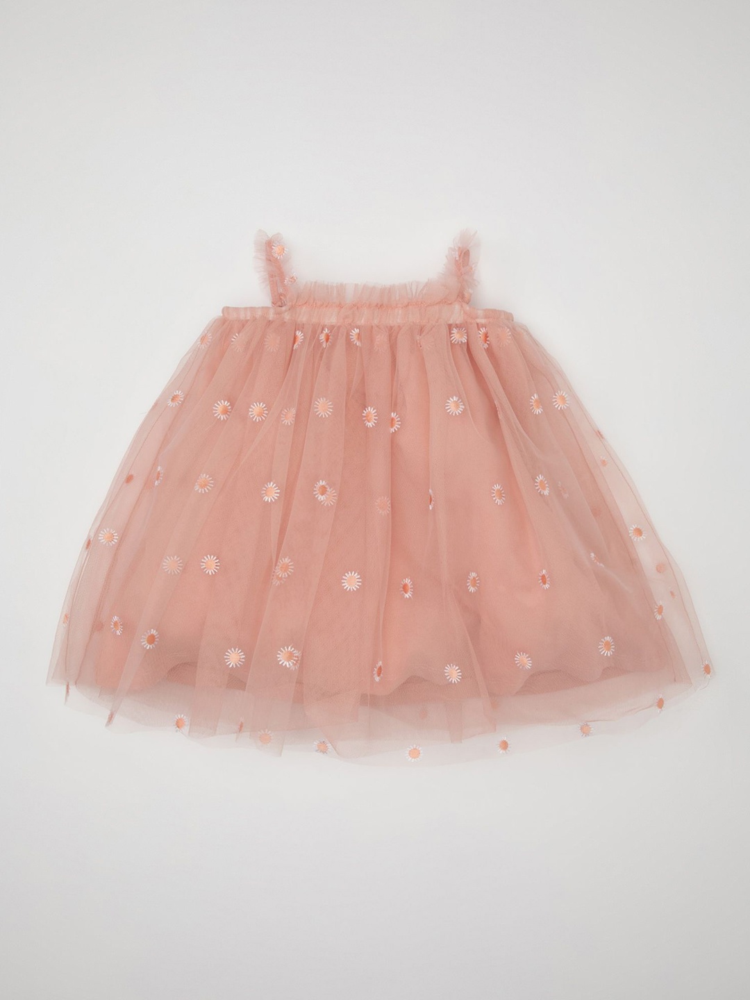 

DeFacto Girls Embroidered A-Line Dress, Peach