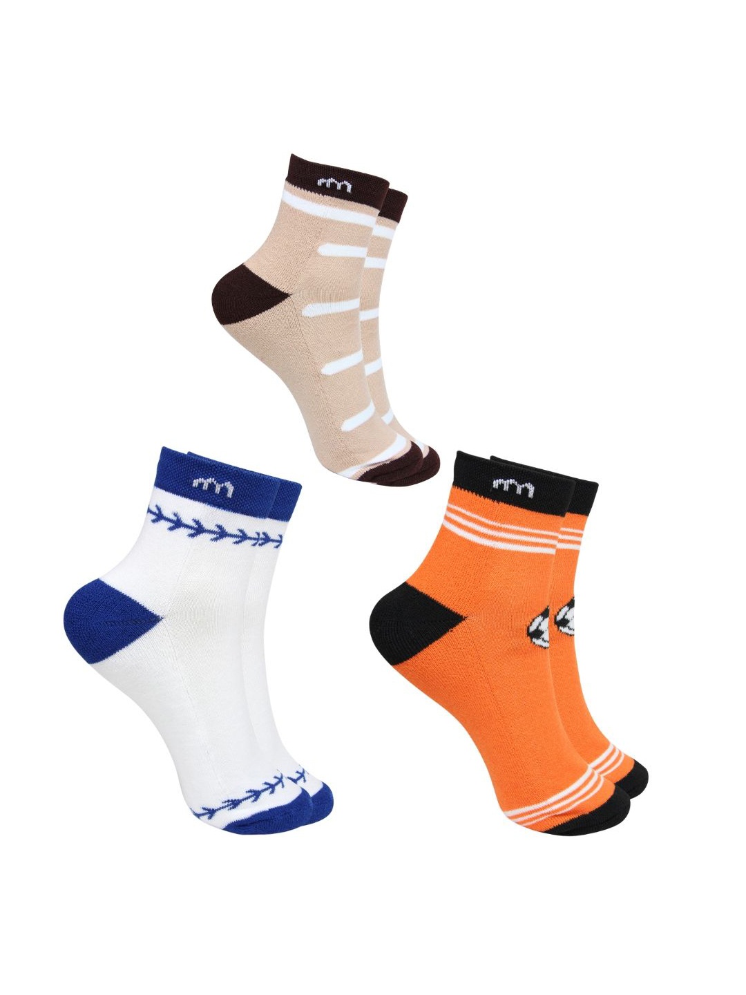 

BAESD Kids Pack Of 3 Patterned Cotton Ankle-Length Socks, Nude
