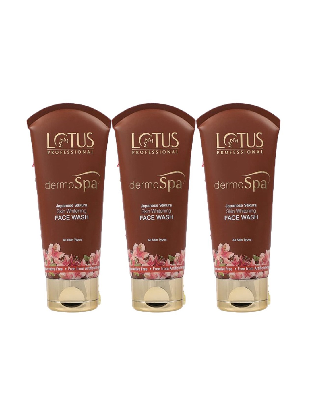 

Lotus Professional Set Of 3 Dermospa Japanese Sakura Skin Whitening Face Wash - 80g Each, Coffee brown