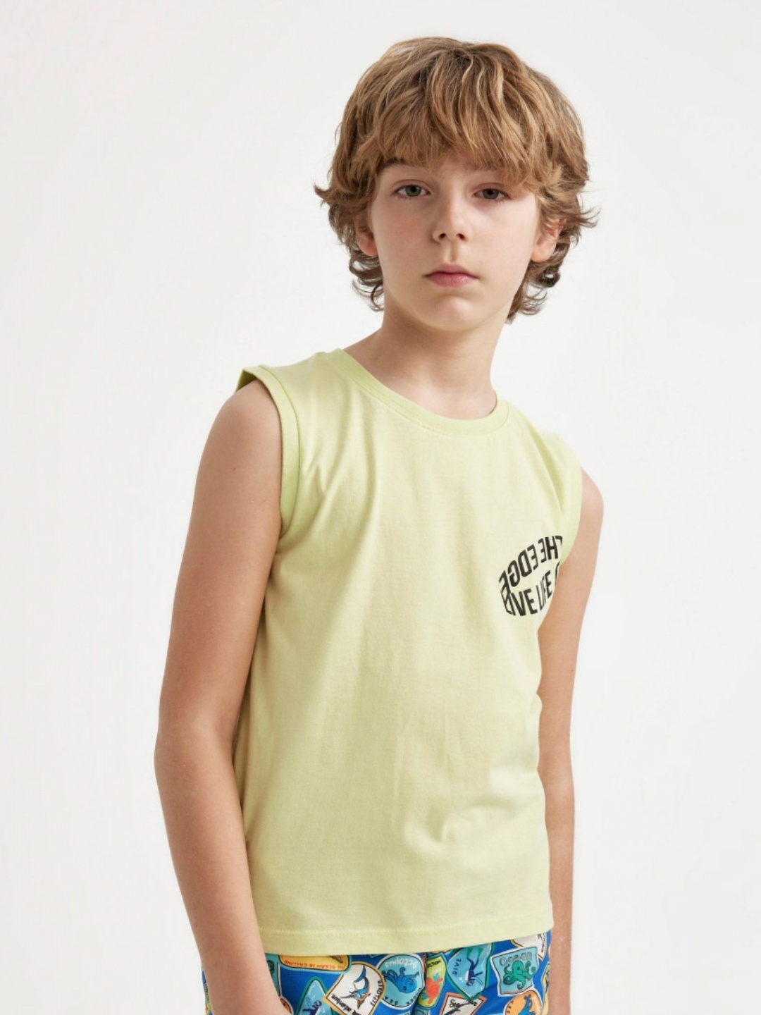

DeFacto Boys Typography Printed Round Neck Cotton T-shirt, Green