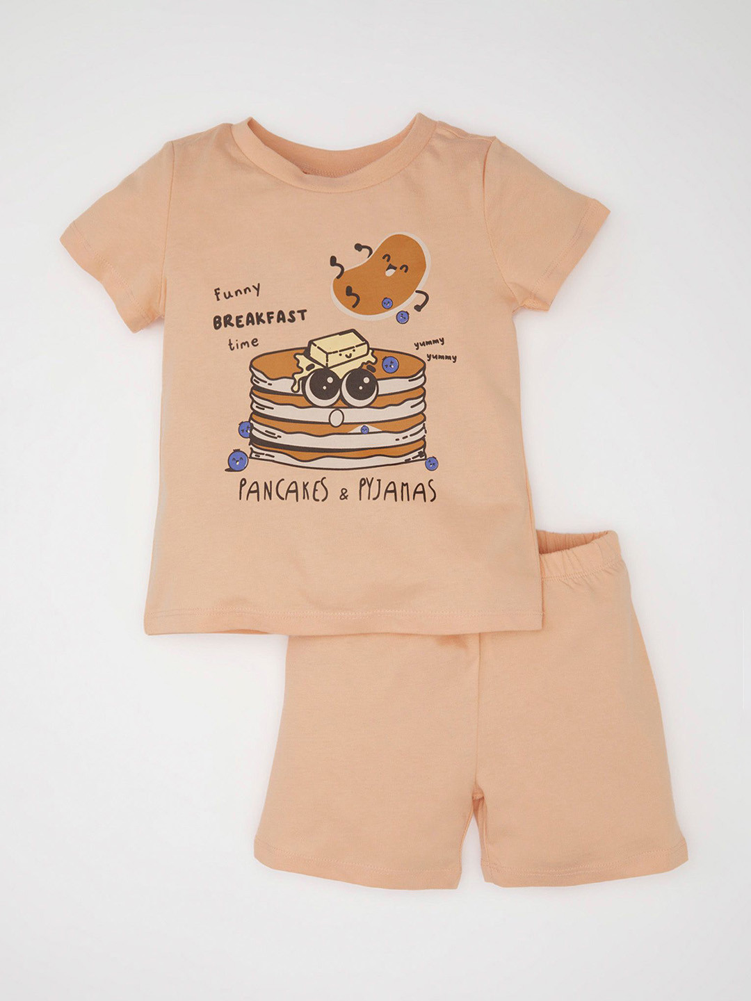 

DeFacto Boys Printed Pure Cotton Night Suit, Peach
