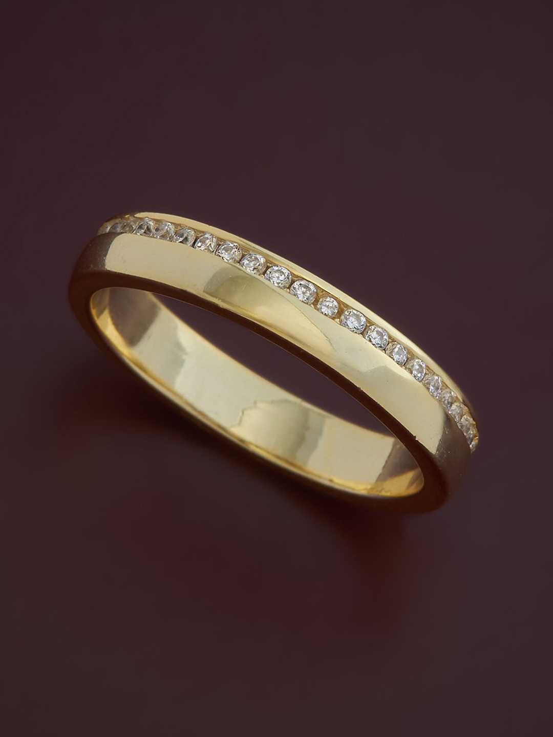 

Kushal's Fashion Jewellery 92.5 Pure Silver Gold-Plated Cubic Zirconia Studded Finger Ring