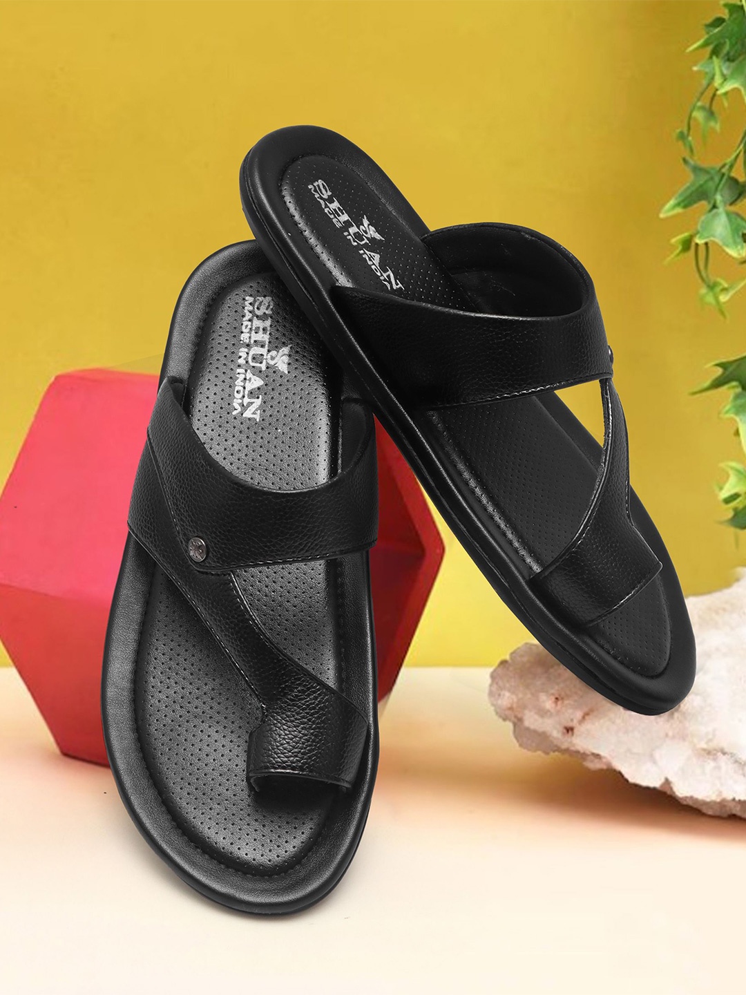 

SHUAN Men Slip-On Flip Flops, Black