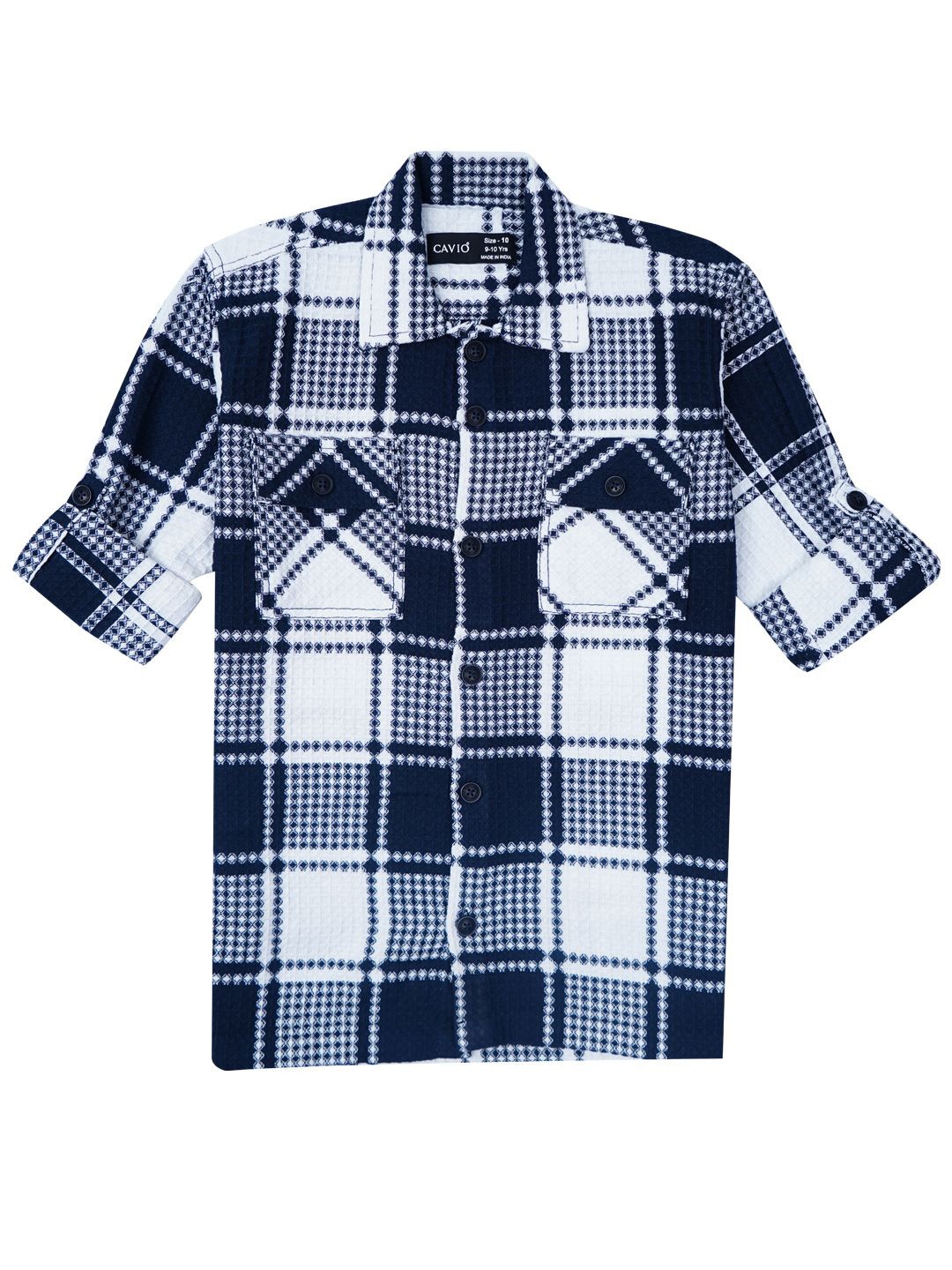 

CAVIO Boys Comfort Opaque Checked Casual Shirt, Navy blue