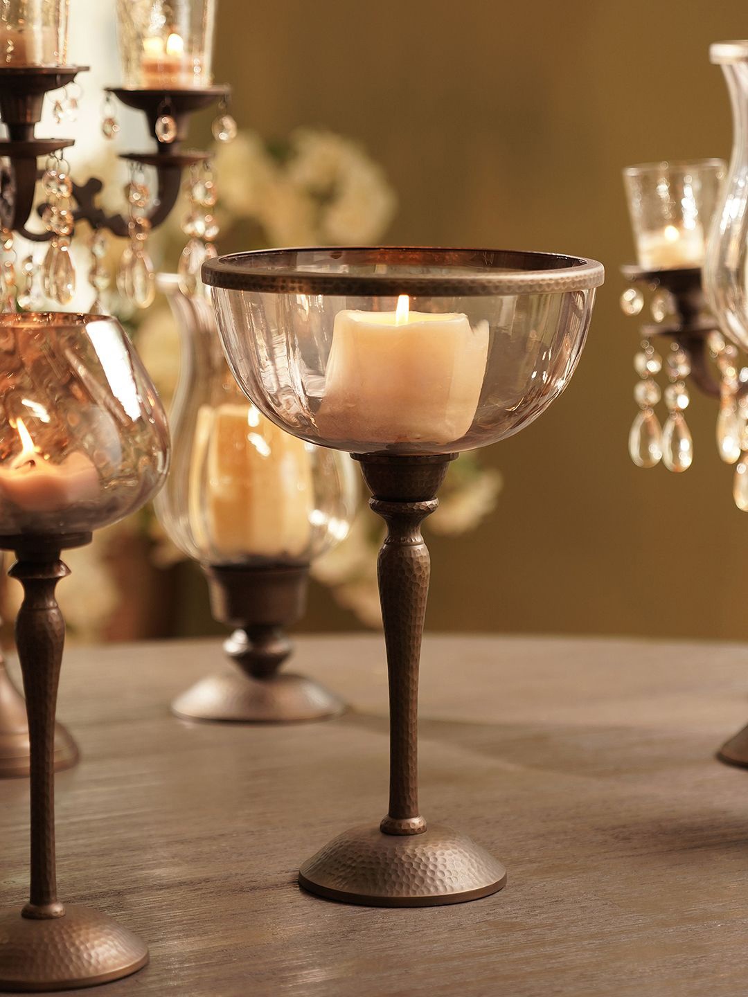 

Pure Home and Living Brown Textured Antique Candle Holder