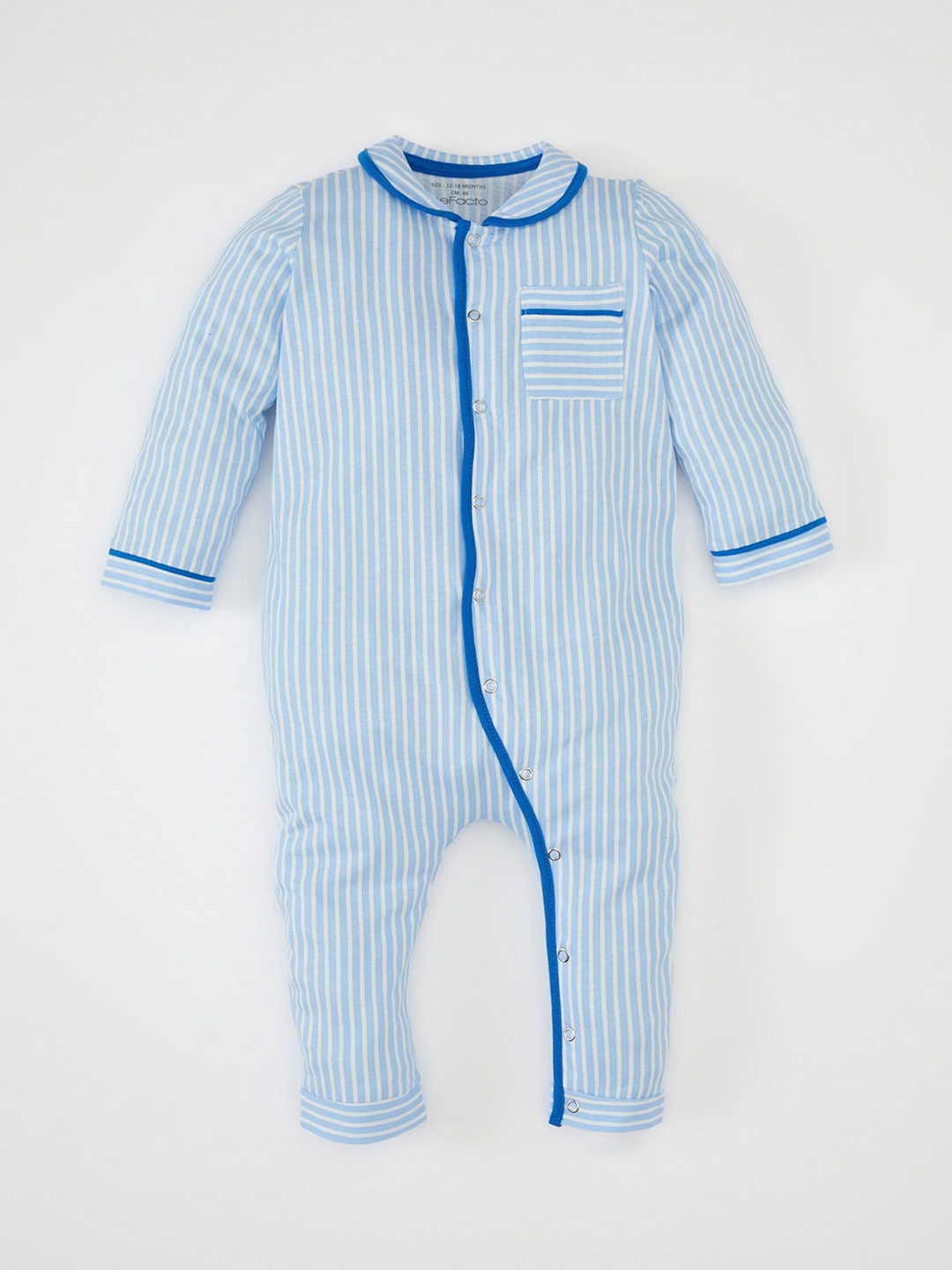 

DeFacto Boys Striped Pure Cotton Romper, Blue