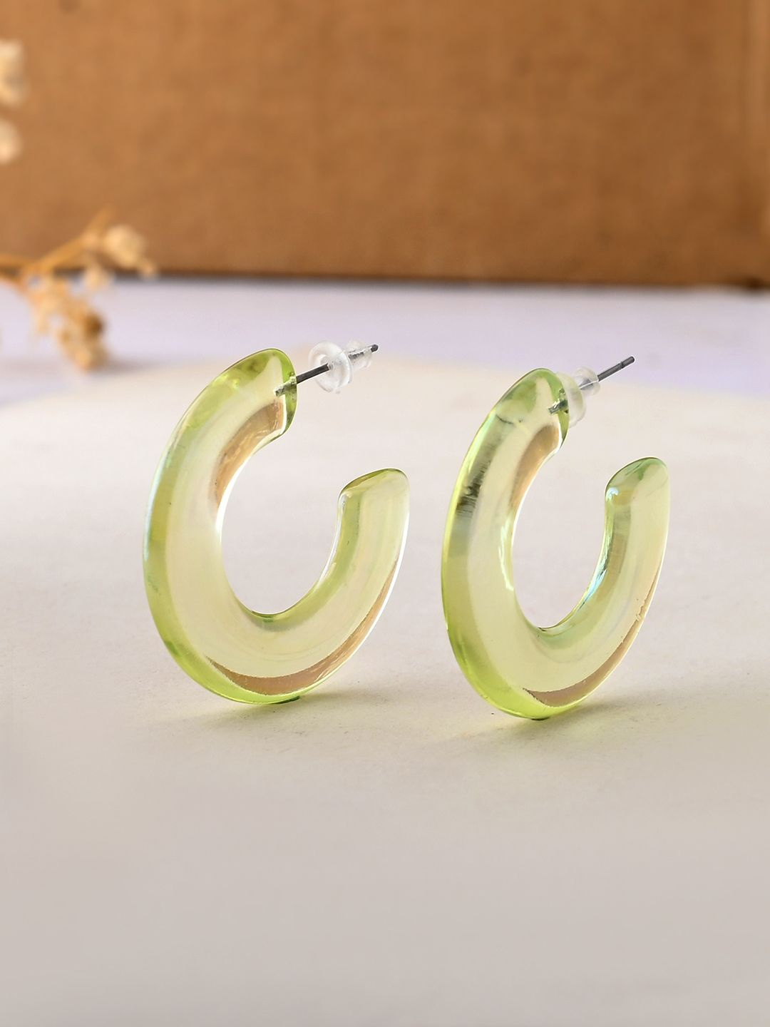 

Voylla Quirky Half Hoop Earrings, Green