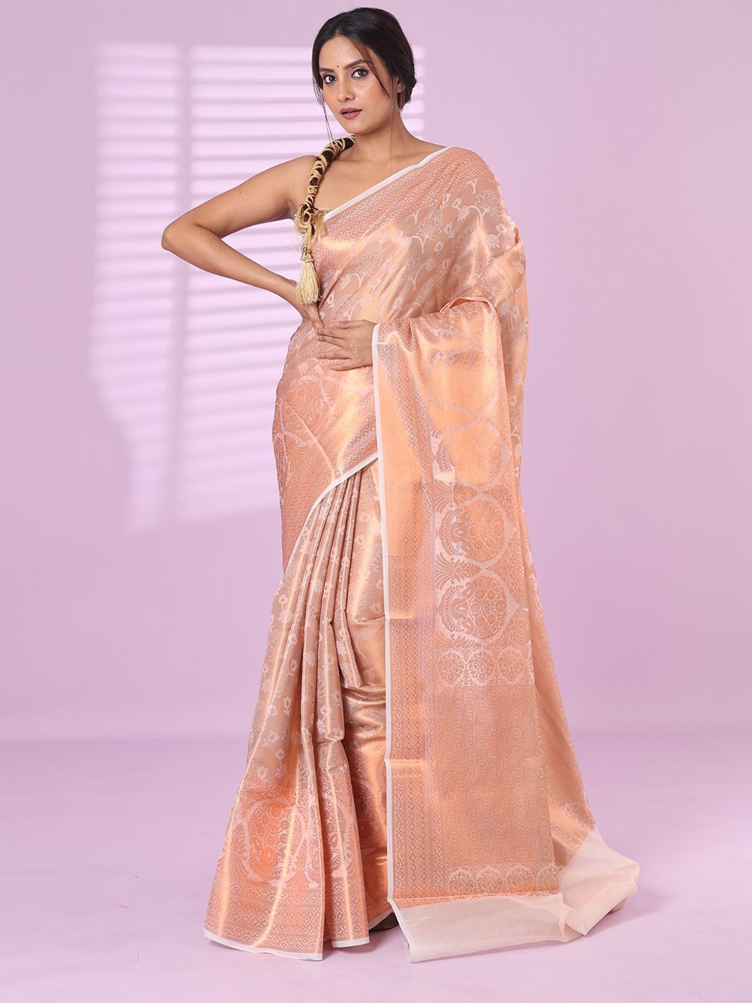 

Charukriti Woven Design Brocade Saree With Zari, Off white
